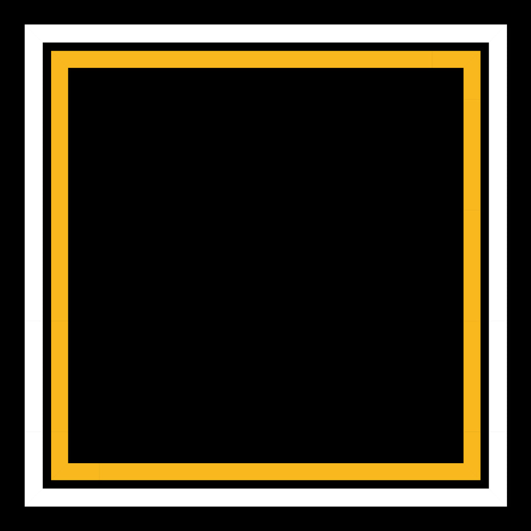 The word PITTSBURGH in bold black capital letters centered on a white background, bordered by multiple thin black lines and an outer gold line.