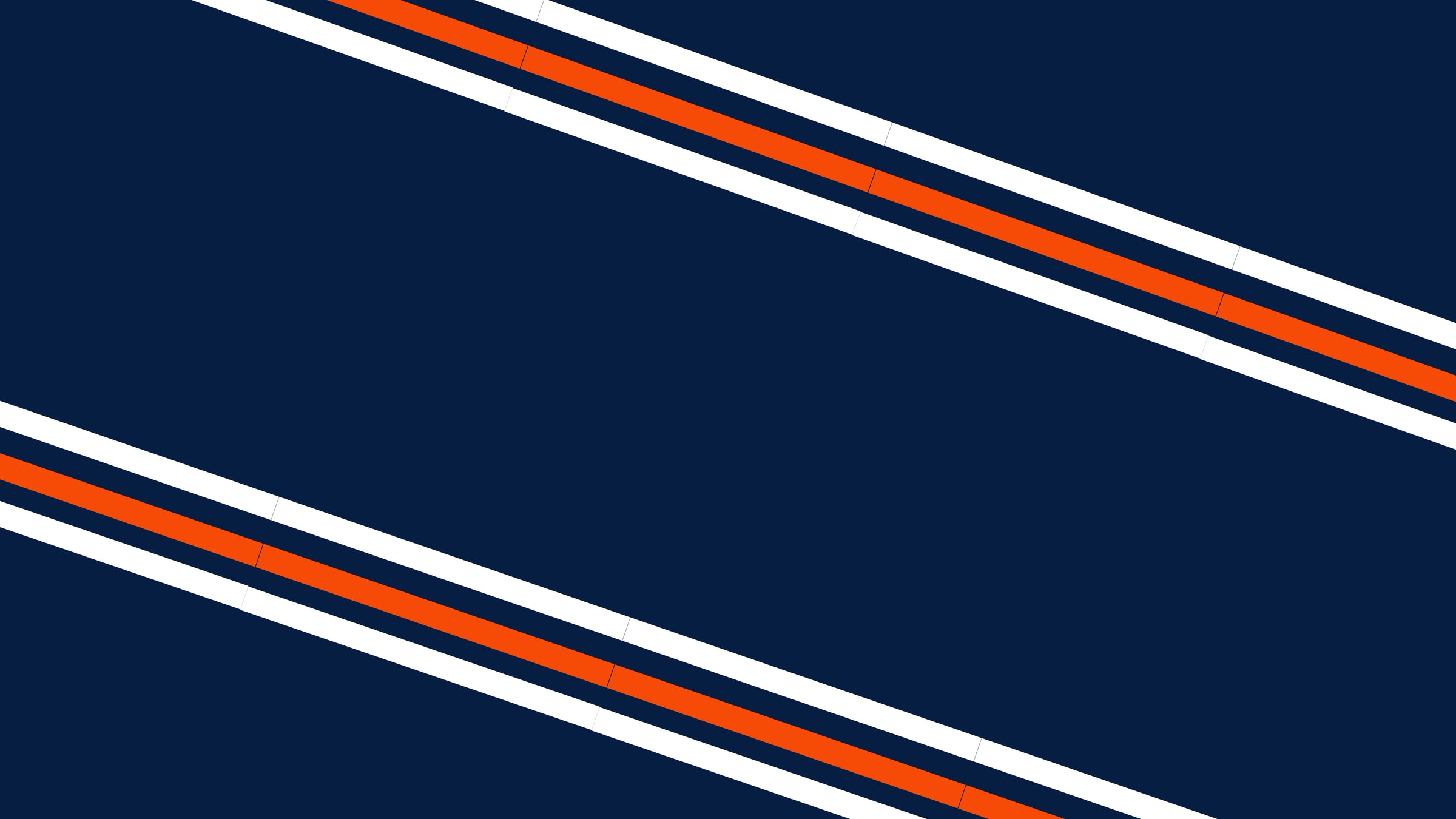 Diagonal navy blue stripes separated by parallel white and orange lines run across the image at regular intervals, creating a repeating, geometric pattern.