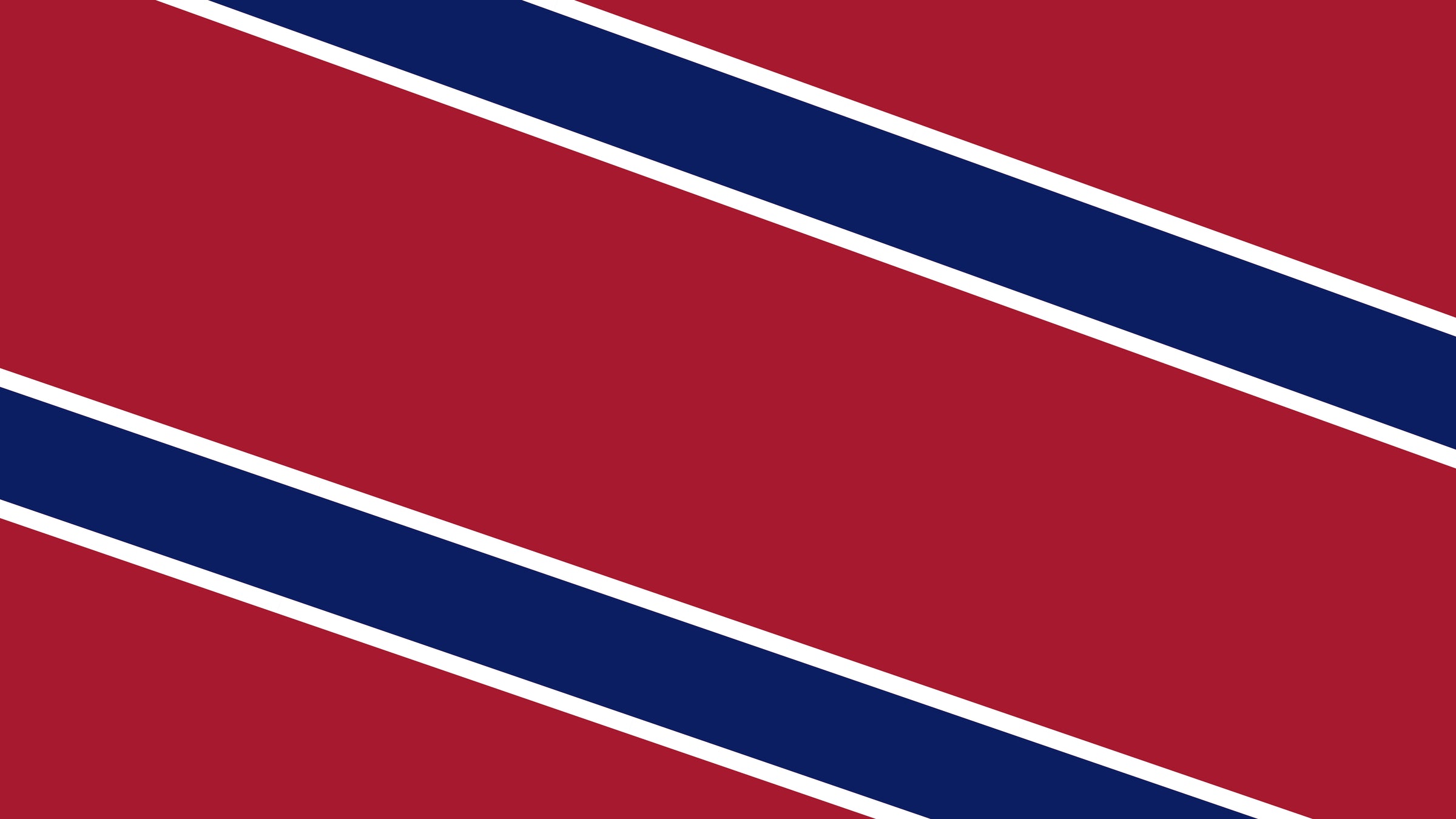 Flag with a red background crossed diagonally by a thick black stripe with white edges, running from the top left to the bottom right. This is the national flag of Trinidad and Tobago.