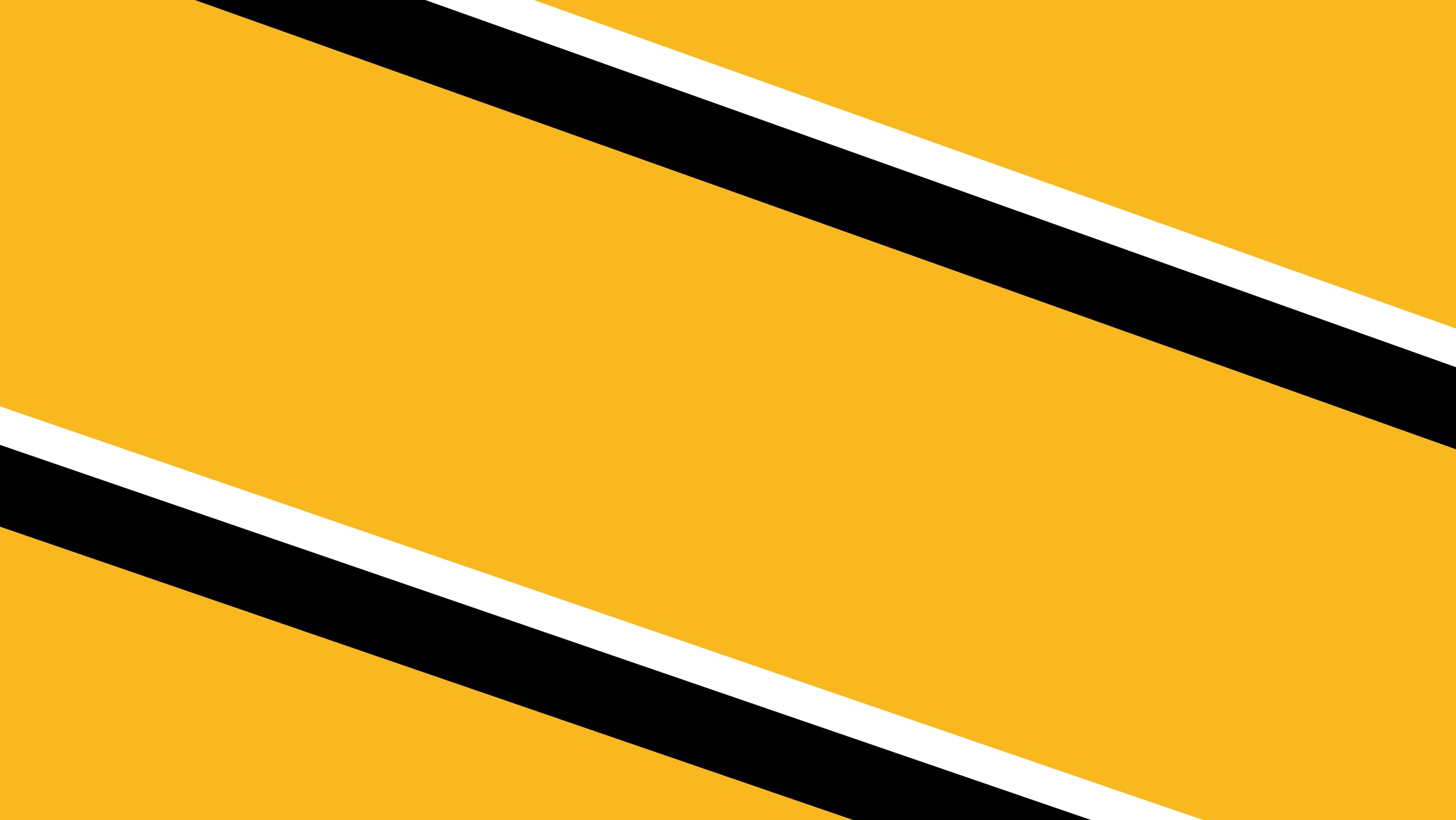 A geometric pattern featuring diagonal yellow bands separated by black and white lines, creating a bold, modern design. The stripes run from the top left to the bottom right of the image.