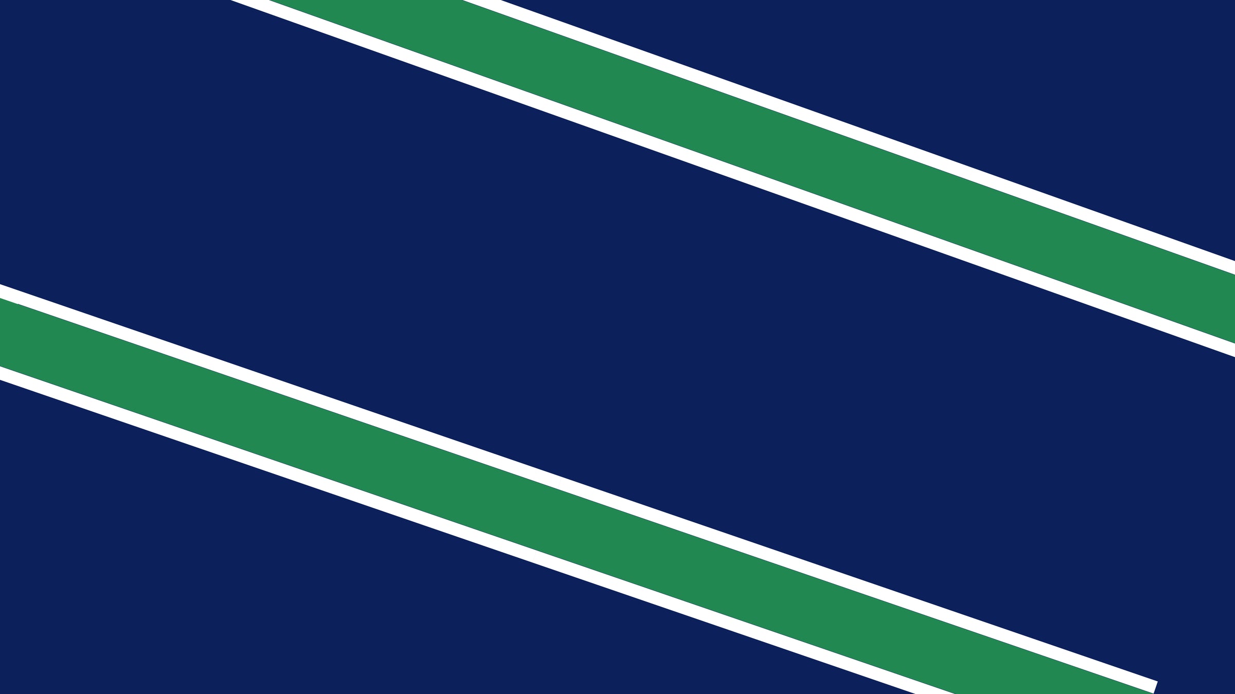 A dark blue background with two diagonal green stripes bordered by thin white lines running from the top left to the bottom right.