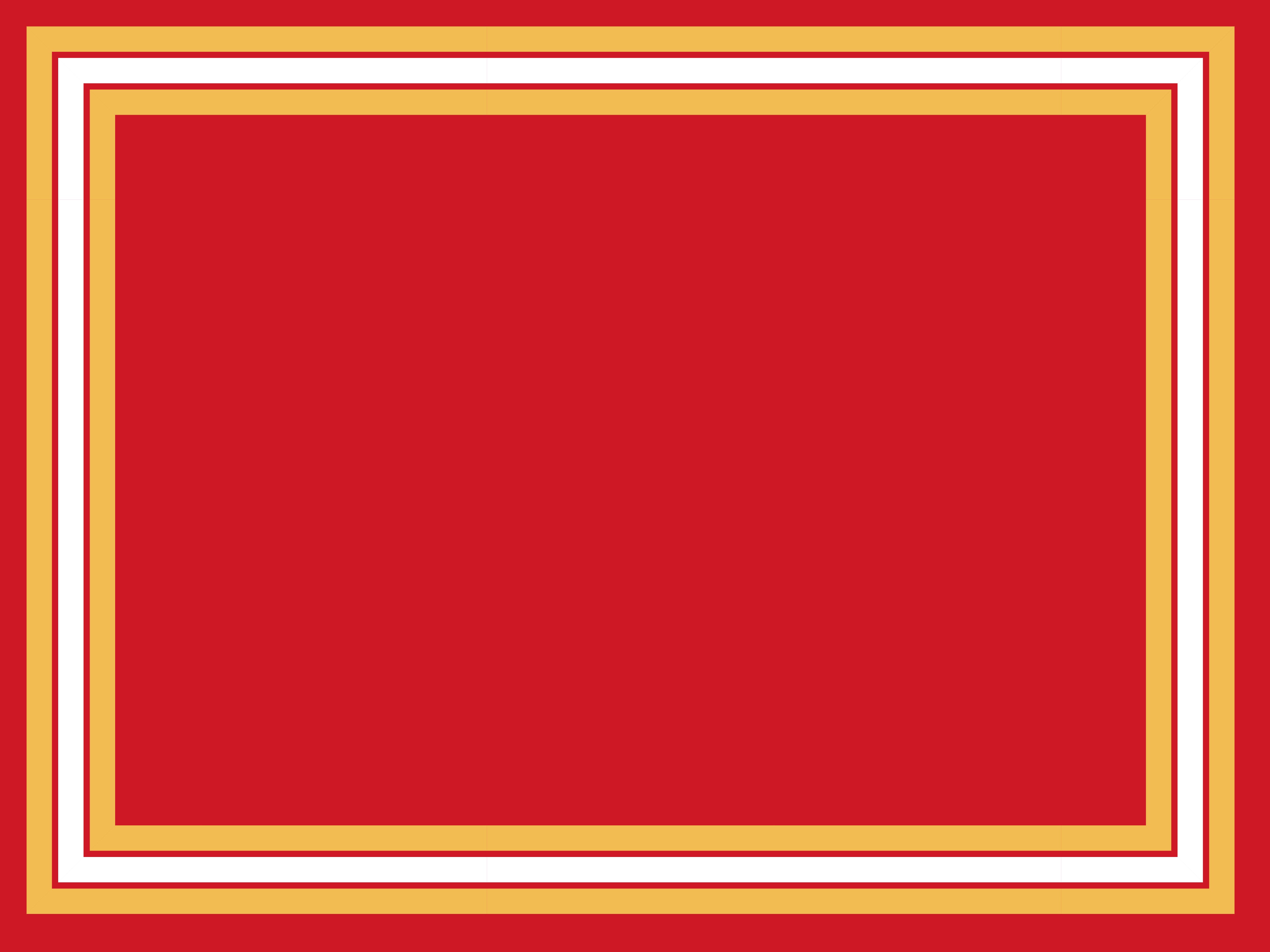 A rectangular red background bordered by three sets of parallel yellow and white lines, creating a double-frame effect around the edges of the image.