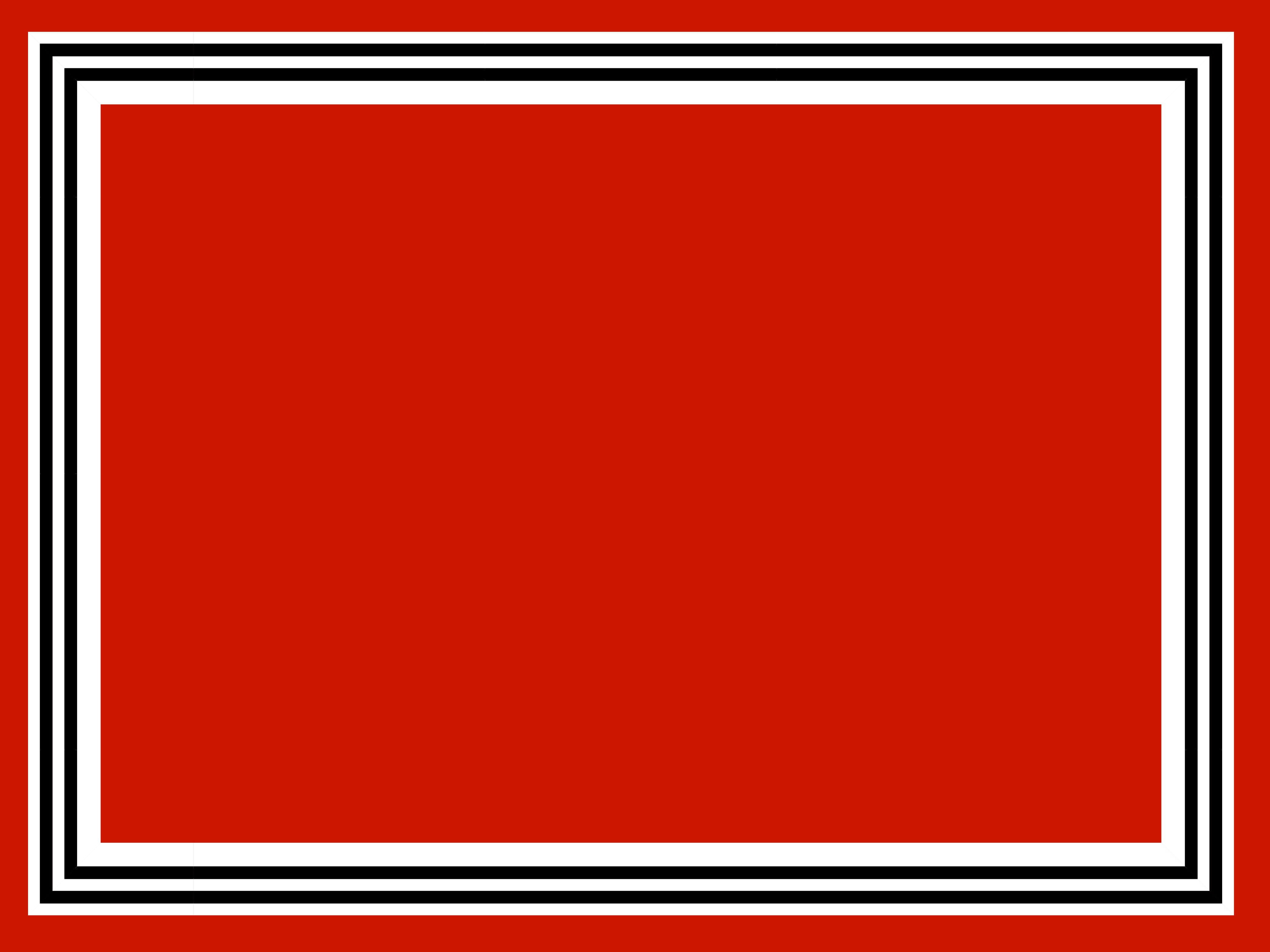 A solid red rectangle bordered by a thin white line, then a thin black line, another thin white line, and another thin black line, creating a layered, symmetrical frame effect.