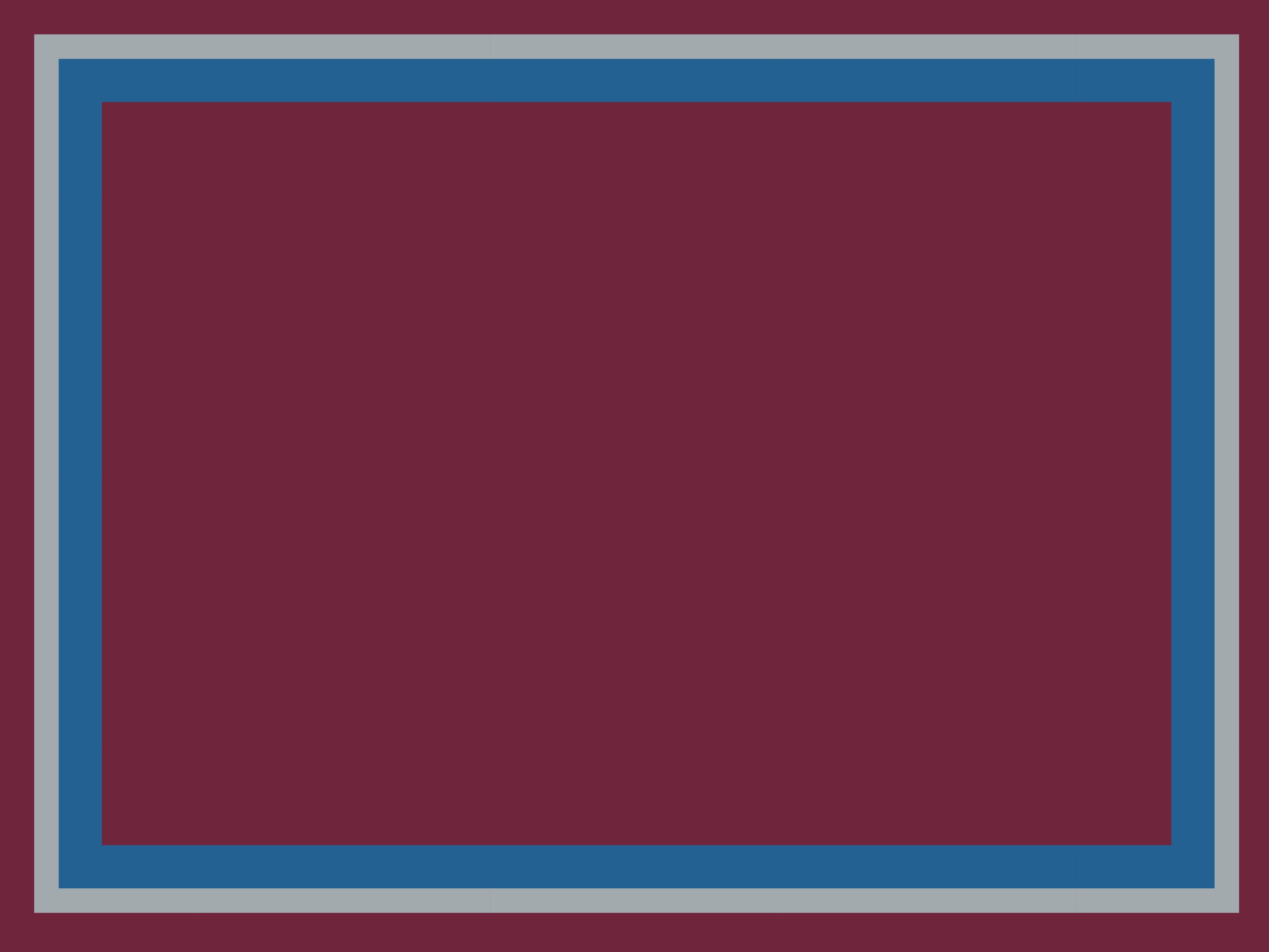 A maroon rectangle bordered by three frames: a thin grey inner border, a medium blue middle border, and a thin grey outer border, all on a maroon background.