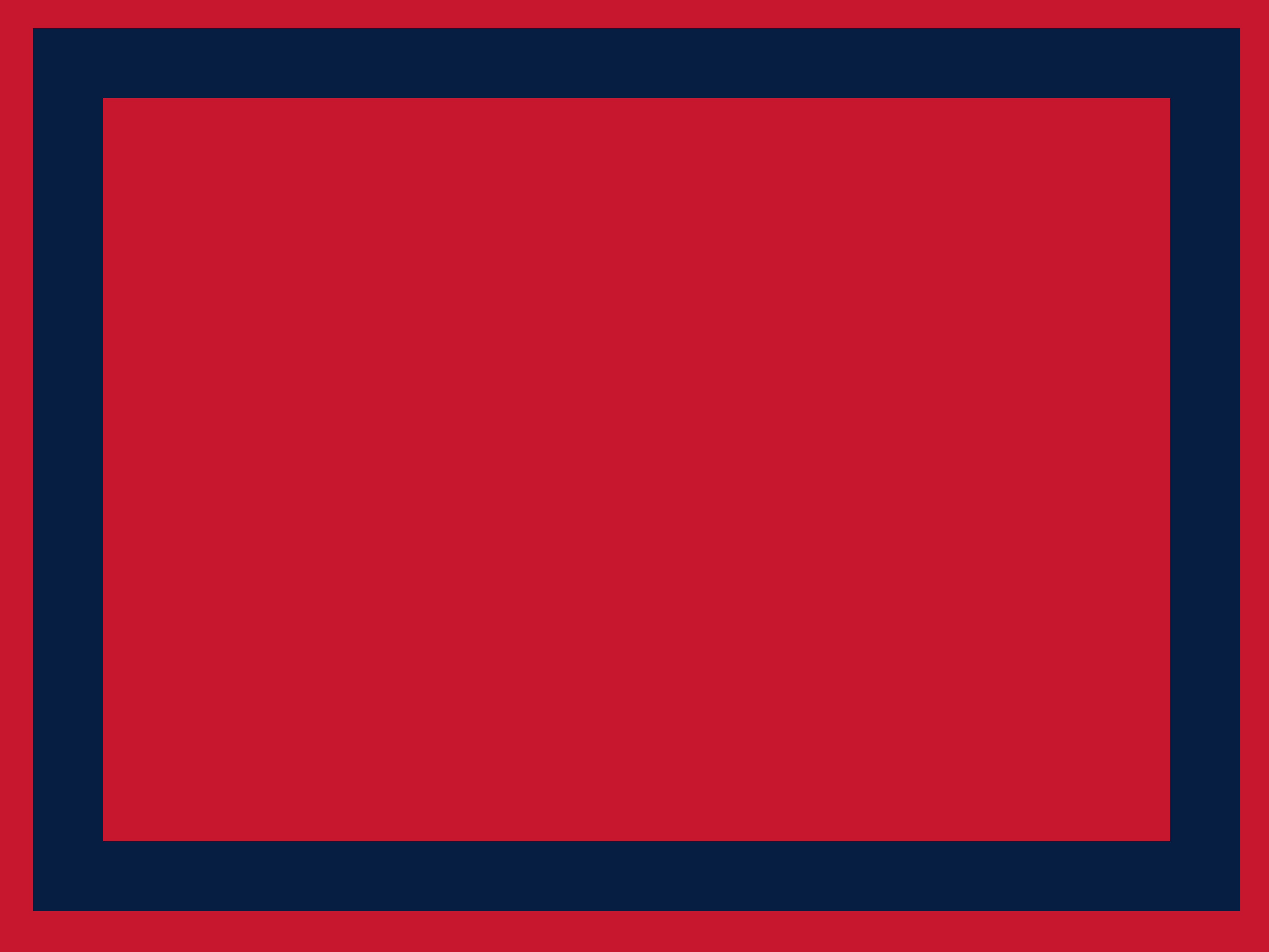 A solid red rectangle with a thick dark blue border on all sides, centered on a red background.