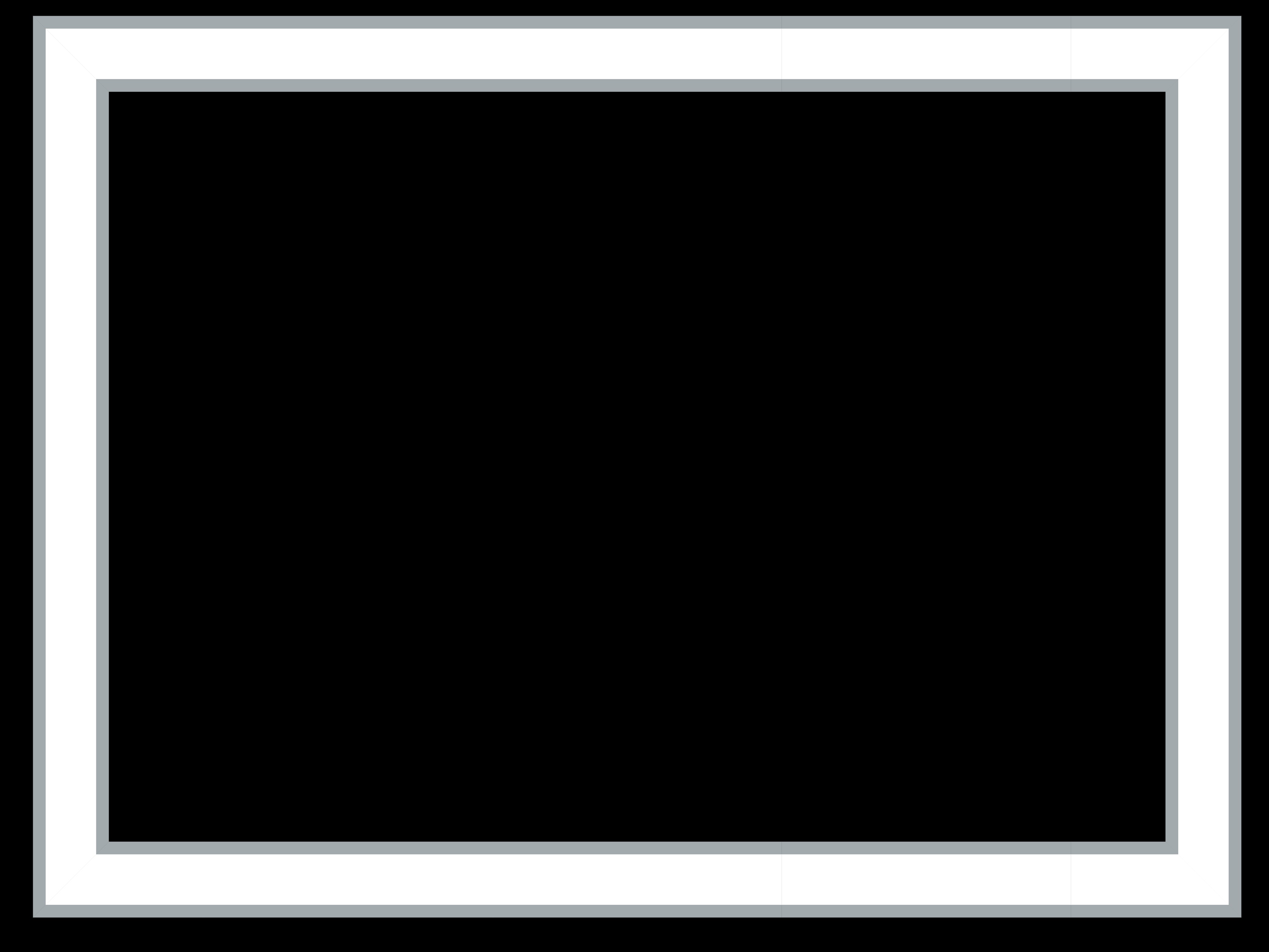 A blank, empty picture frame with a simple white border and black background, viewed from the front.