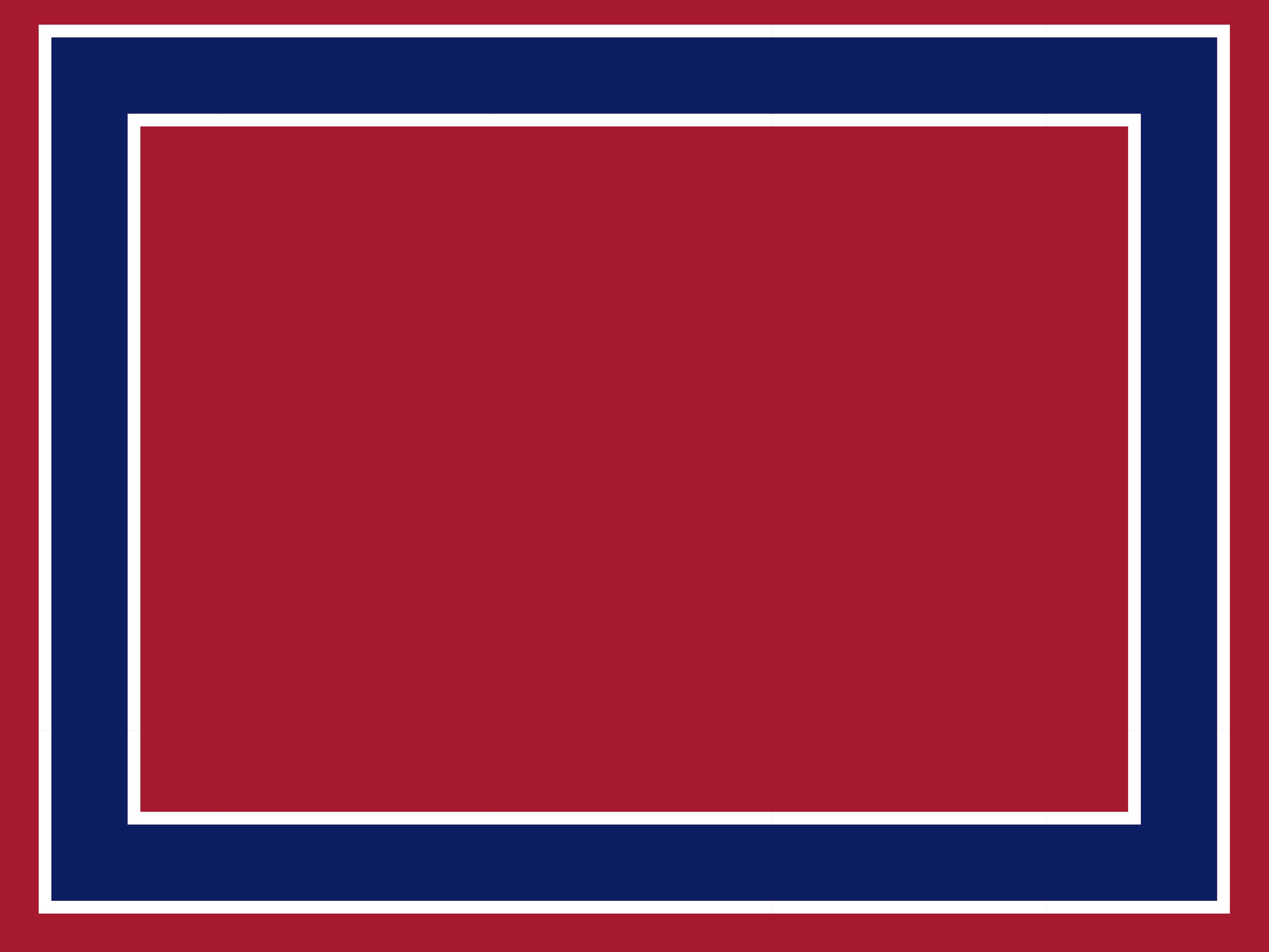 A red rectangle is bordered by a thin white line and a thick dark blue border, followed by another thin white outline, creating a layered rectangular frame effect.