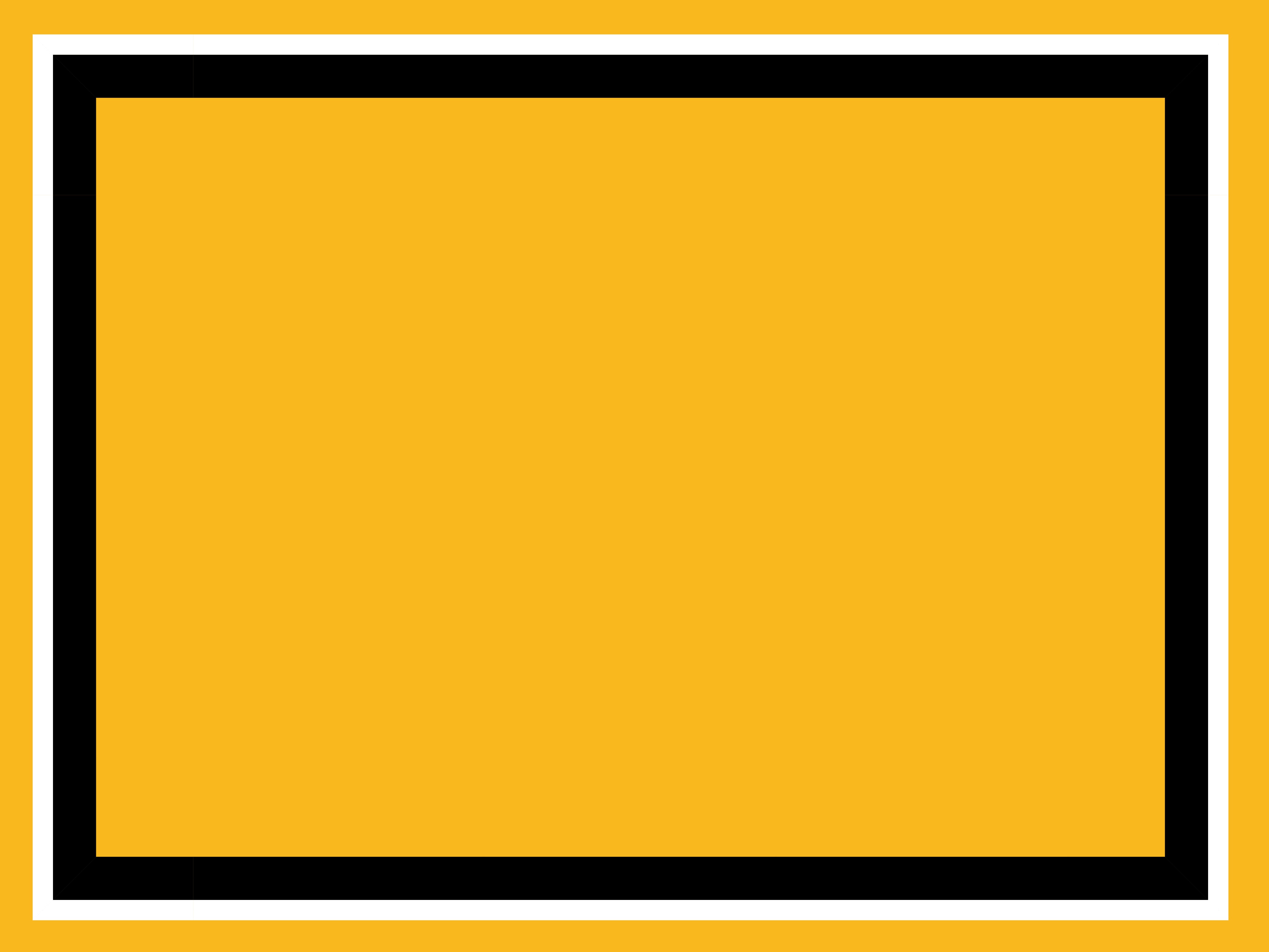 A large yellow rectangle is centered with a thick black border inside a thinner white border and an outer yellow margin. The overall design is simple and geometric.