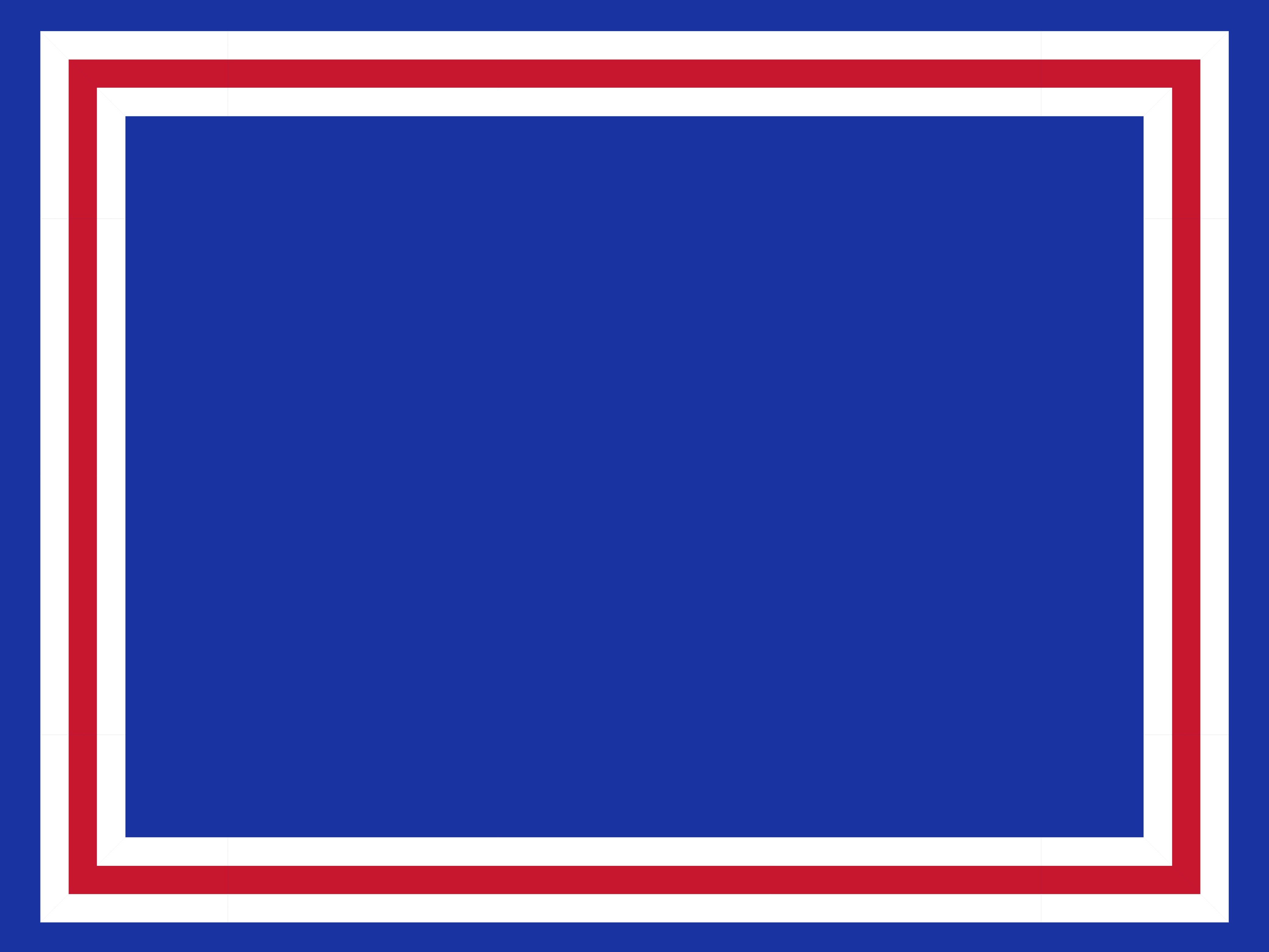 A solid blue rectangle bordered by three stripes: white, red, and white, all set against a thicker blue outer border. The design resembles a bold, simple frame with patriotic colors.