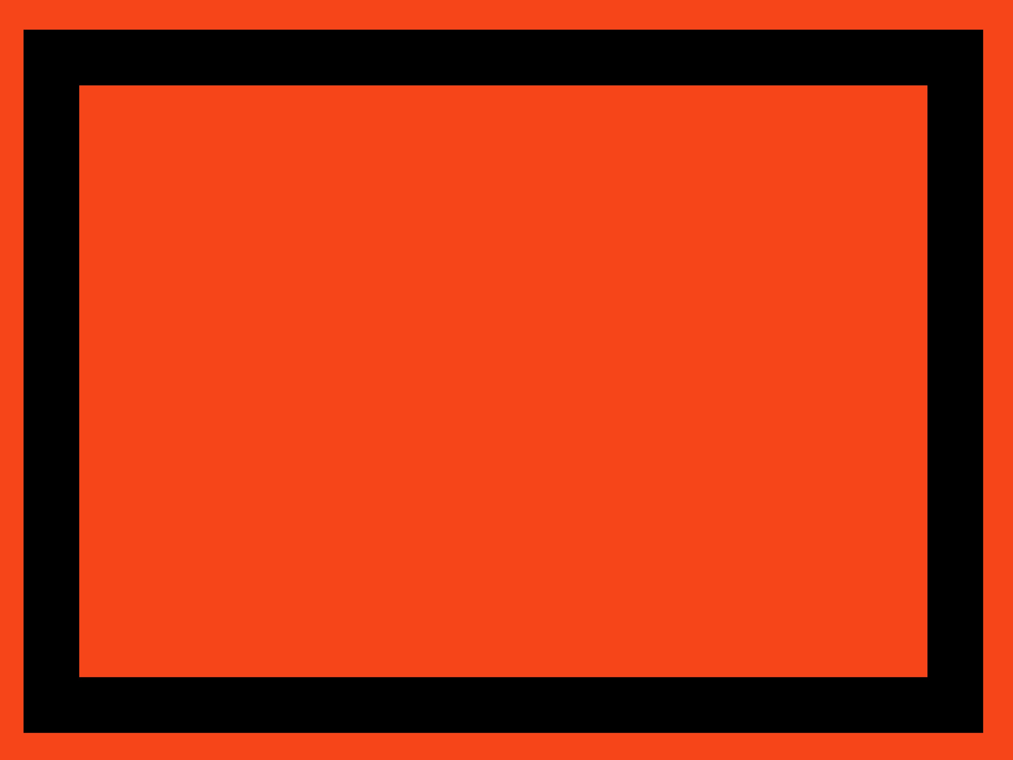 A solid orange rectangle is framed by a thick black border, creating a centered, bold outline around the bright orange area.