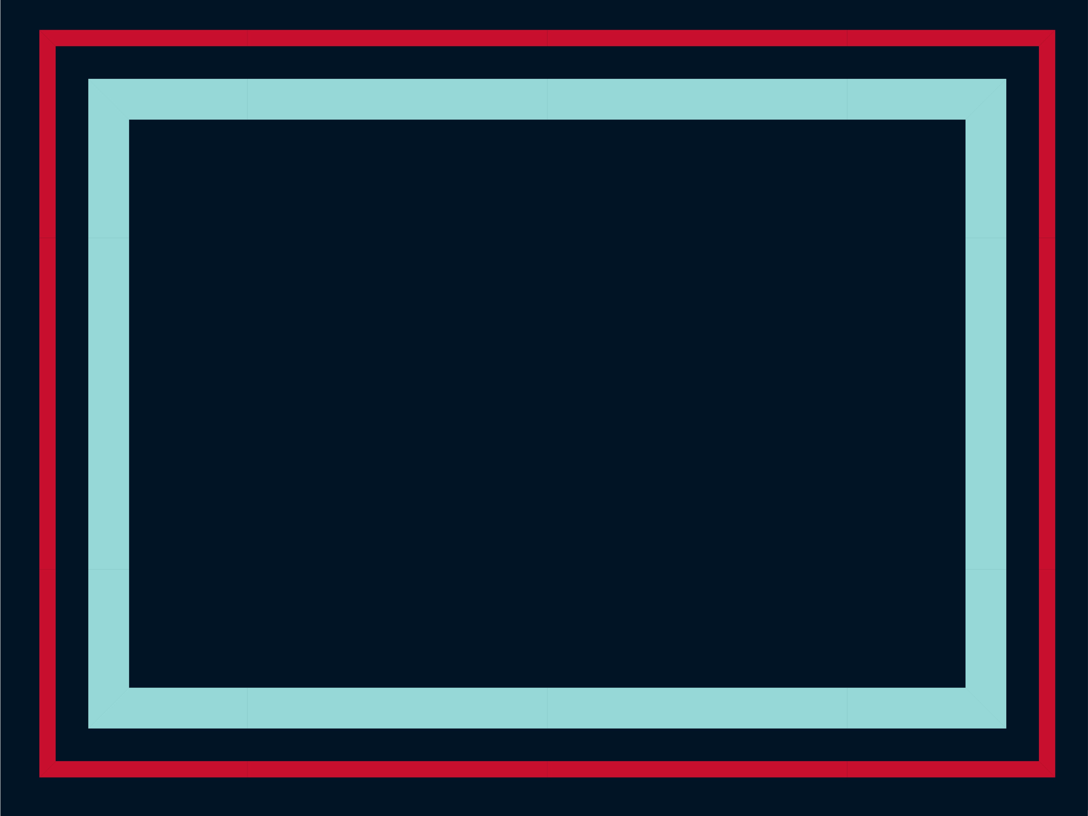 A dark rectangle with three borders: a thin red outer border, a thick light blue middle border, and another thin red inner border, all set against a dark background.