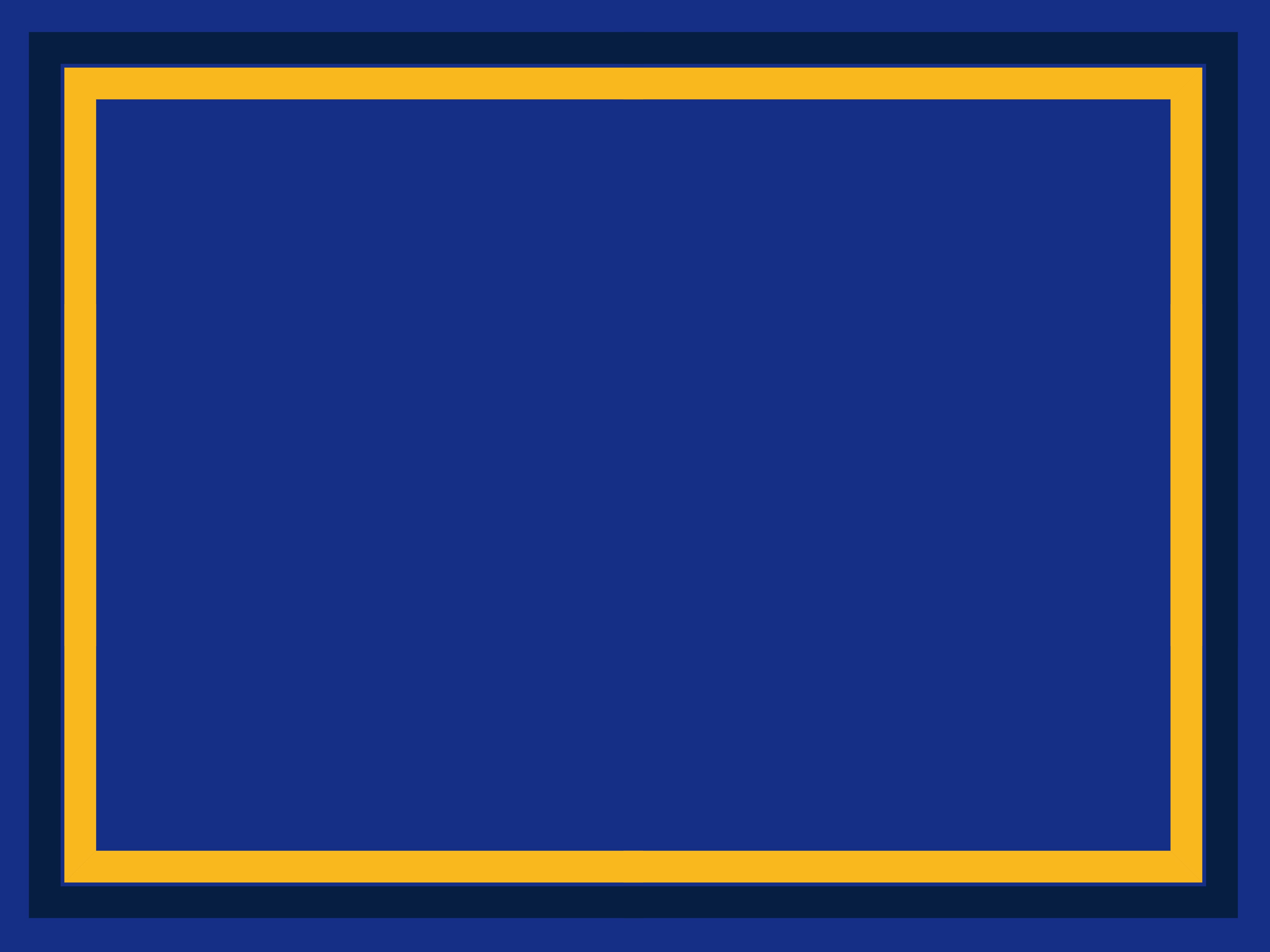 A blue rectangle with a thick yellow border is centered on a dark blue background, creating a double border effect. The inner area is solid blue, framed by the yellow and dark blue borders.