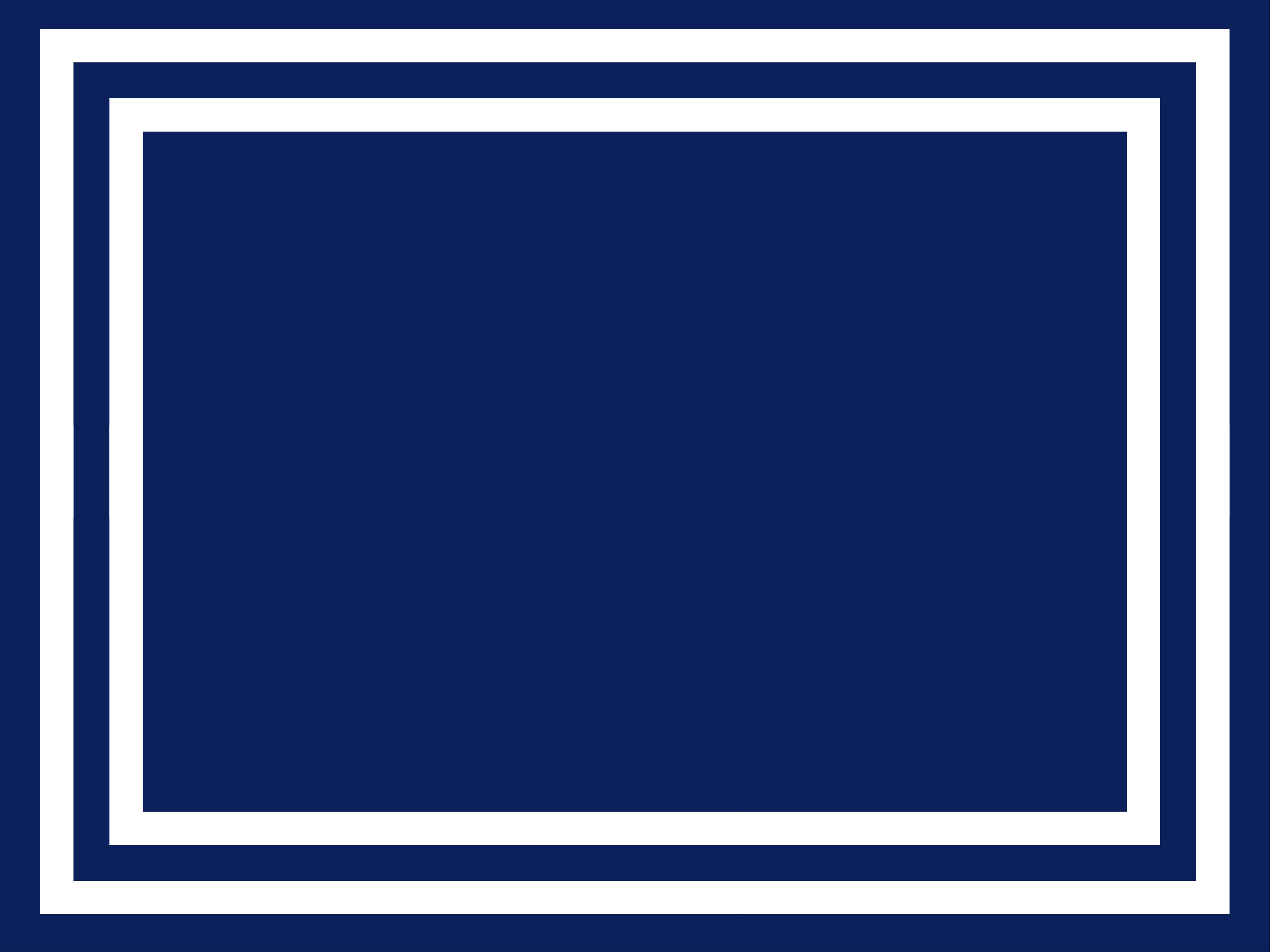 A navy blue rectangle with three white rectangular borders, each slightly smaller and nested inside one another, creating a layered frame effect. The background and inner area are solid navy blue.