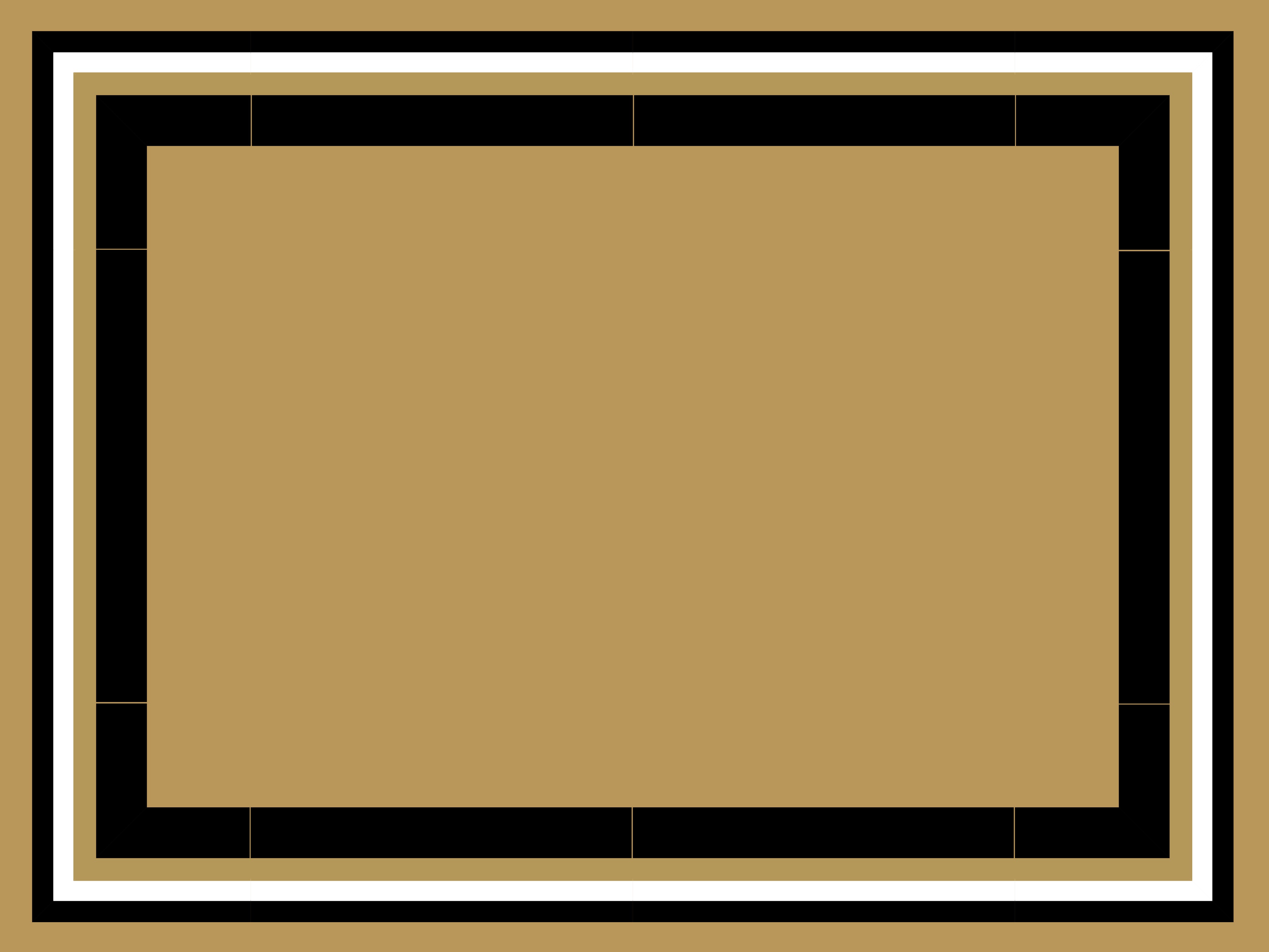 A rectangular frame with multiple borders in black, white, and gold surrounds a solid gold central area. The borders are evenly spaced, creating a layered effect. The center is blank.