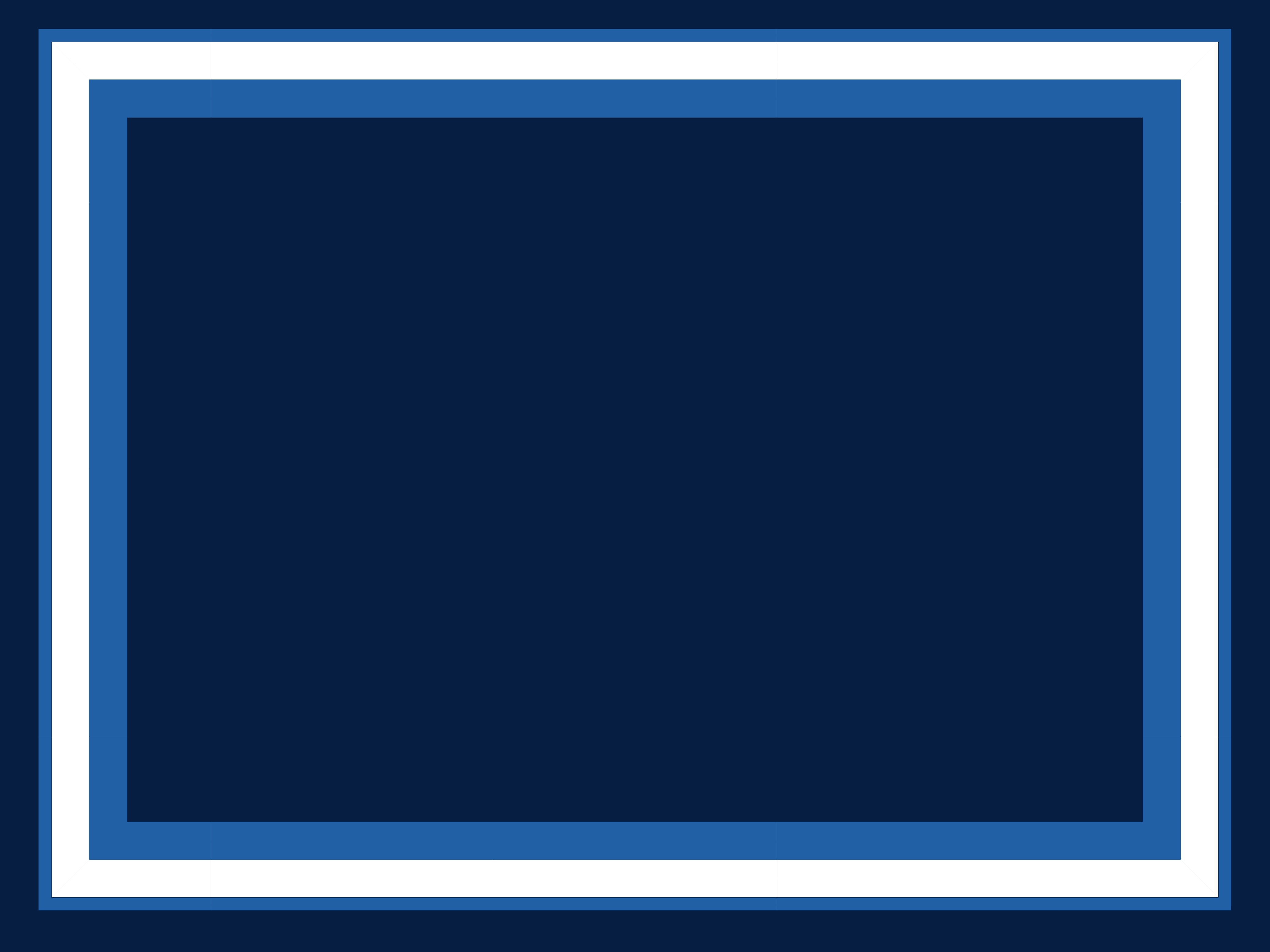 A dark blue rectangle is centered with three borders: a thin white border, a thicker light blue border, and another thin white border, all on a dark blue background.