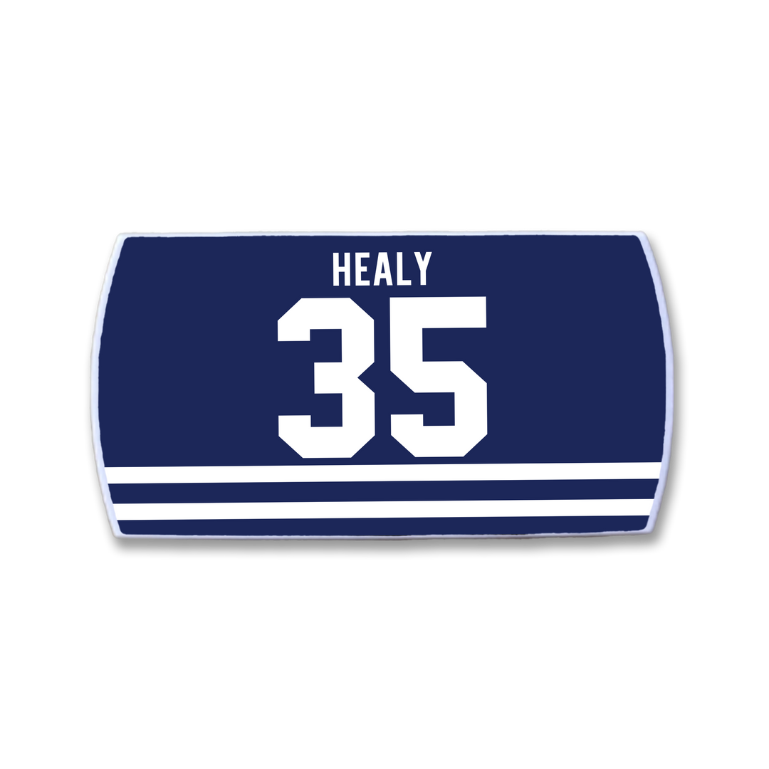 The ZippyBack™ Glenn Healy navy jersey features "HEALY" and the number 35 in bold white lettering above three horizontal white stripes at the hem, celebrating the goaltender&
