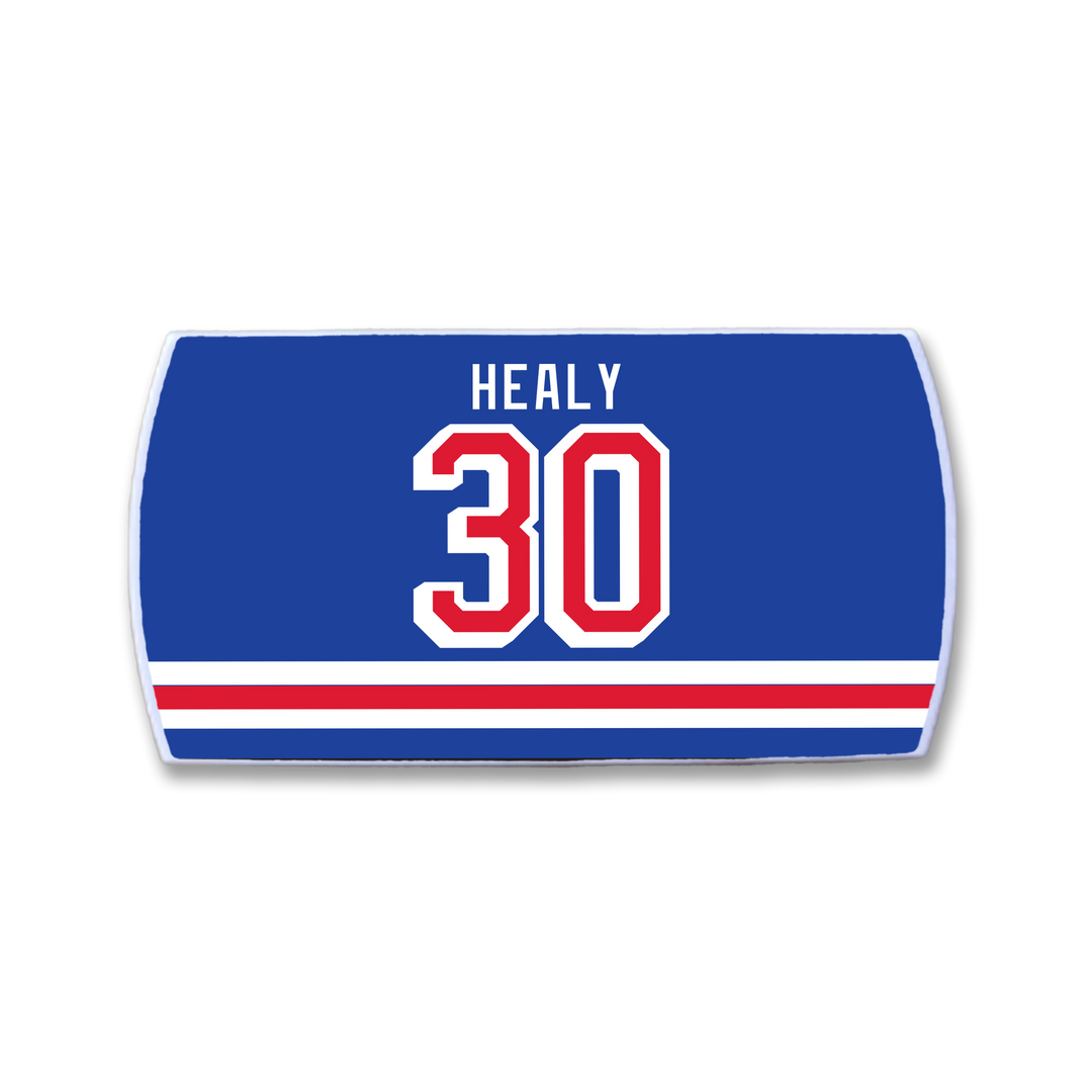 The ZippyBack™ Glenn Healy features a blue jersey nameplate with HEALY and number 30 in white and red, set above two horizontal red and white stripes.