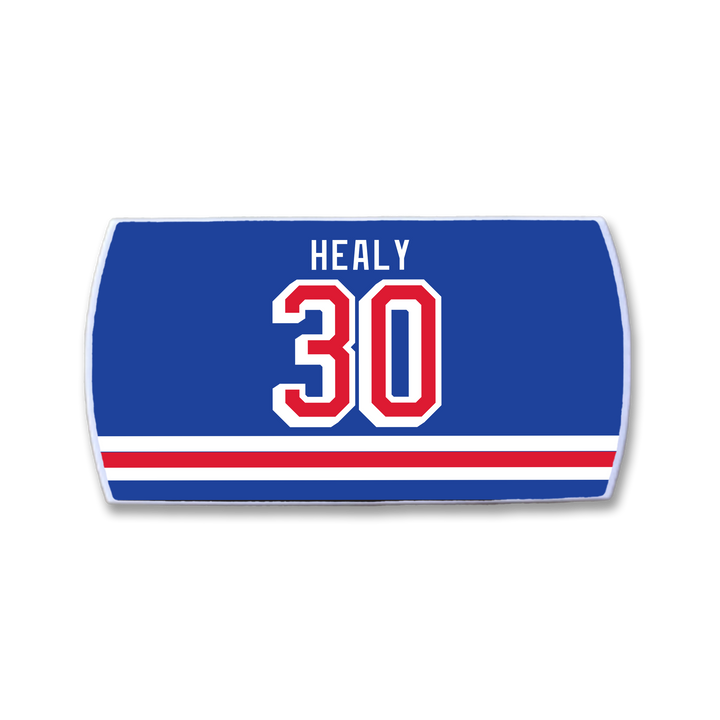 The ZippyBack™ Glenn Healy features a blue jersey nameplate with HEALY and number 30 in white and red, set above two horizontal red and white stripes.