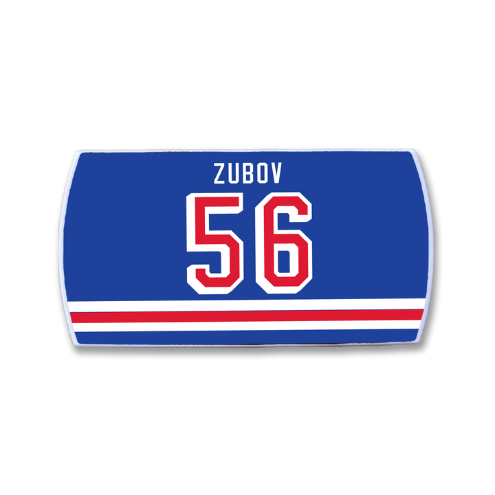 Show your support for puck-moving defenseman Sergei Zubov with this blue ZippyBack™ jersey, featuring white and red stripes, his name, and bold number 56—ideal for fans who appreciate sharp offensive instincts.